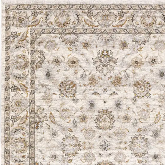 6' X 9' Ivory And Grey Oriental Power Loom Stain Resistant Area Rug With Fringe Photo 6