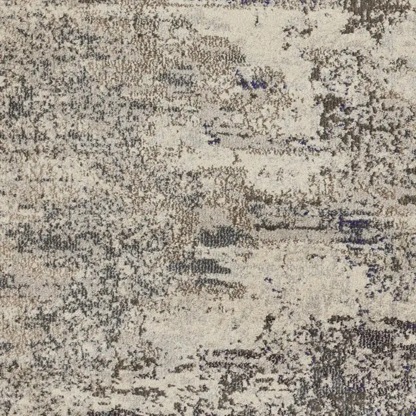 8' X 8' Ivory And Grey Round Abstract Power Loom Non Skid Area Rug Photo 2