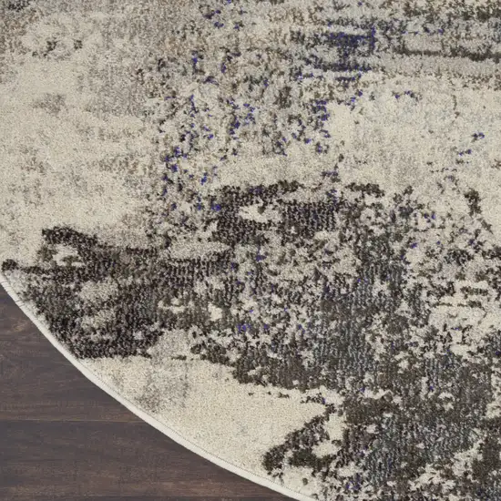 4' X 4' Ivory And Grey Round Abstract Power Loom Non Skid Area Rug Photo 7