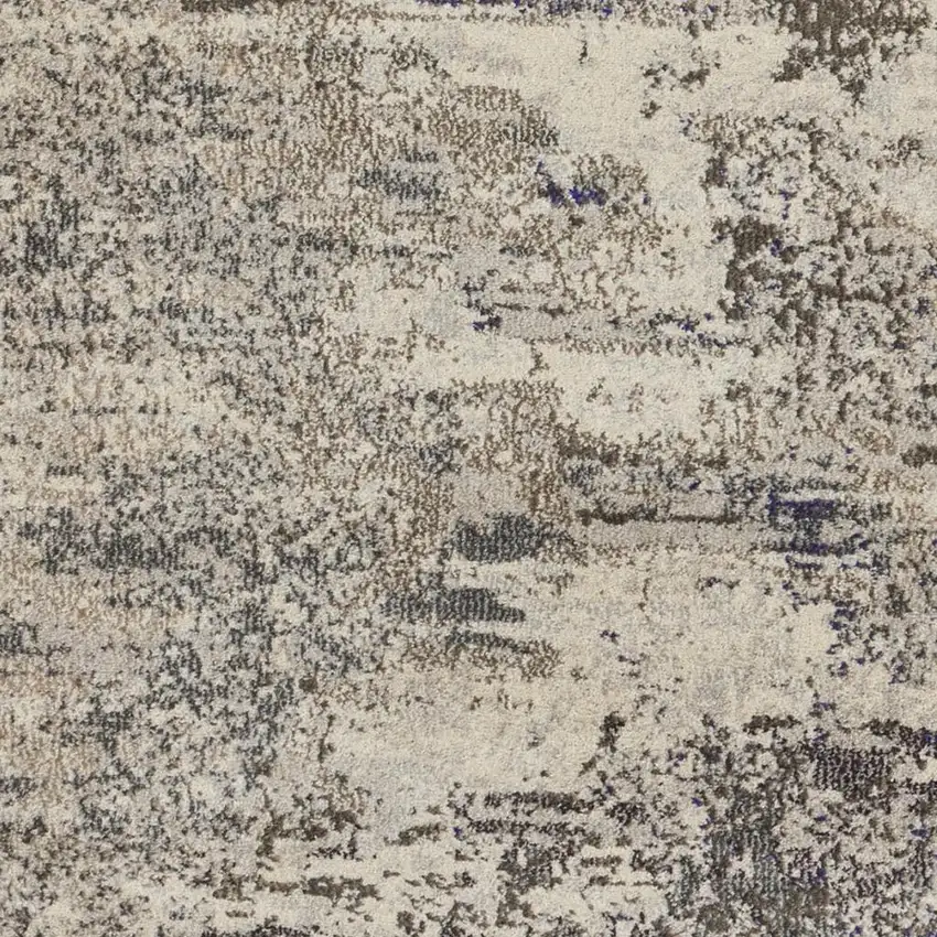 4' X 4' Ivory And Grey Round Abstract Power Loom Non Skid Area Rug Photo 2