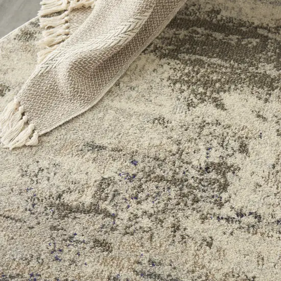 4' X 4' Ivory And Grey Round Abstract Power Loom Non Skid Area Rug Photo 8