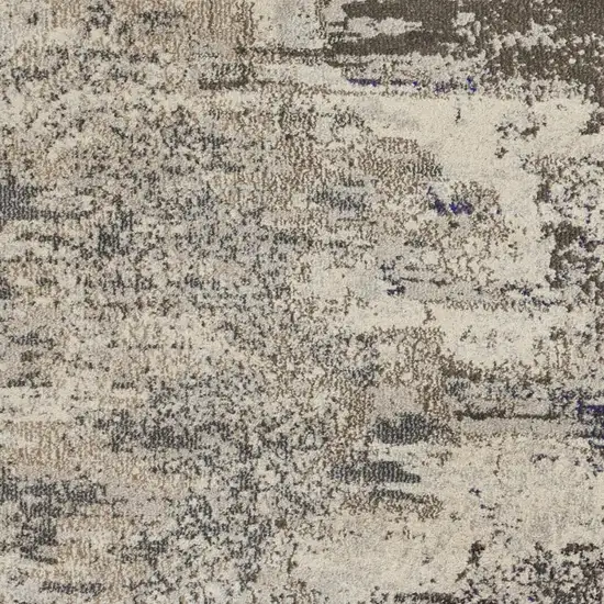 5' X 5' Ivory And Grey Round Abstract Power Loom Non Skid Area Rug Photo 2