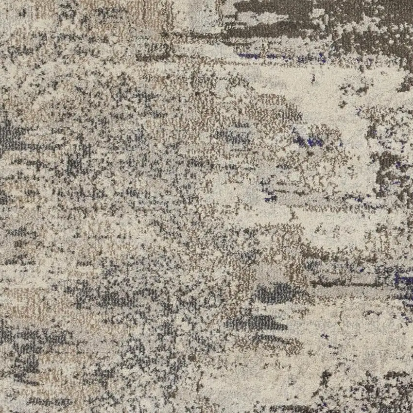 5' X 5' Ivory And Grey Round Abstract Power Loom Non Skid Area Rug Photo 2