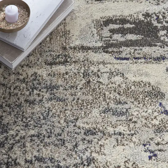 5' X 5' Ivory And Grey Round Abstract Power Loom Non Skid Area Rug Photo 8