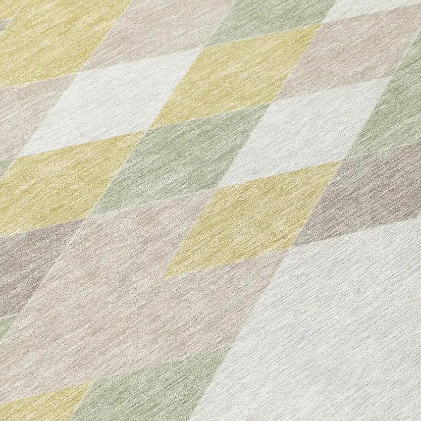 Ivory And Khaki Geometric Washable Indoor Outdoor Area Rug Photo 8