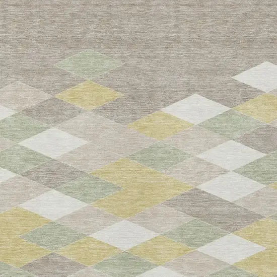 Ivory And Khaki Geometric Washable Indoor Outdoor Area Rug Photo 5