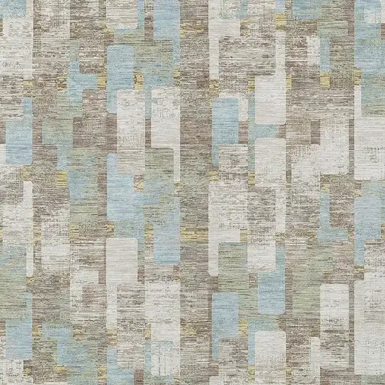Ivory And Khaki Geometric Washable Indoor Outdoor Area Rug Photo 2