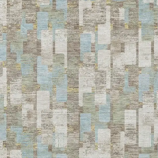 Ivory And Khaki Geometric Washable Indoor Outdoor Area Rug Photo 2