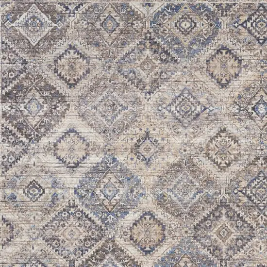 Ivory And Latte Medallion Distressed Washable Area Rug Photo 7