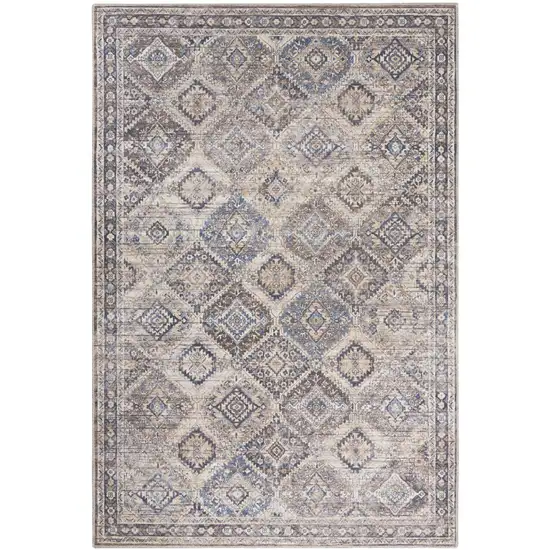 Ivory And Latte Medallion Distressed Washable Area Rug Photo 2