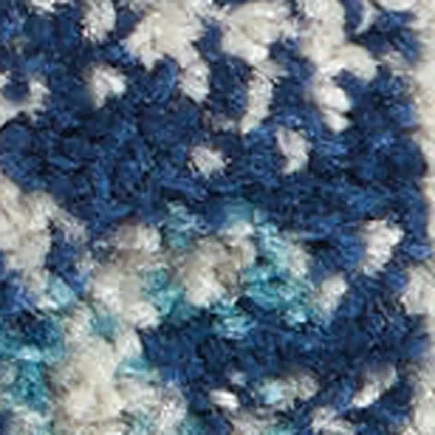 Ivory And Light Blue Floral Medallion Distressed Area Rug Photo 4