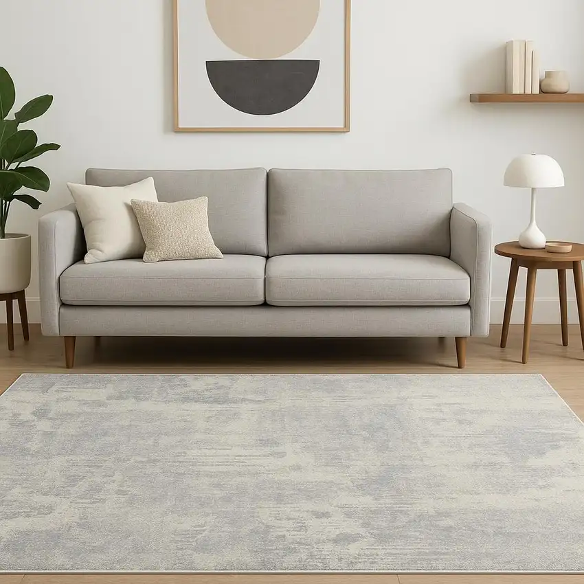 Ivory And Light Gray Abstract Area Rug Photo 1