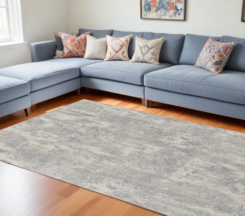 Ivory And Light Gray Abstract Area Rug Photo 1