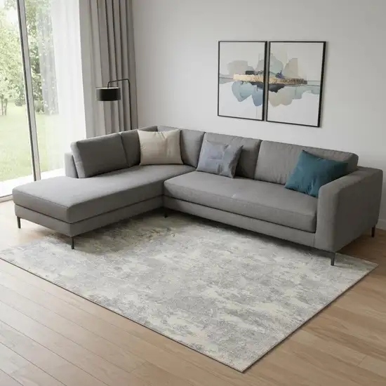 Ivory And Light Gray Abstract Area Rug Photo 1