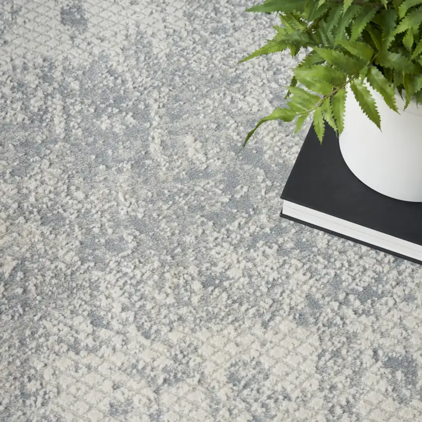 Ivory And Light Gray Abstract Area Rug Photo 8