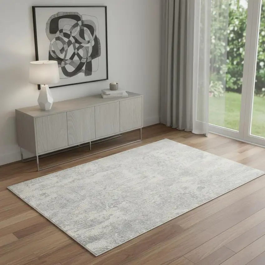 Ivory And Light Gray Abstract Area Rug Photo 1