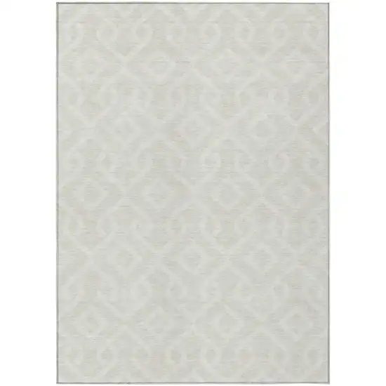 Ivory And Light Gray Geometric Washable Indoor Outdoor Area Rug Photo 2