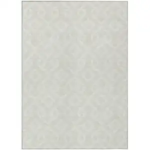 Photo of Ivory And Light Gray Geometric Washable Indoor Outdoor Area Rug