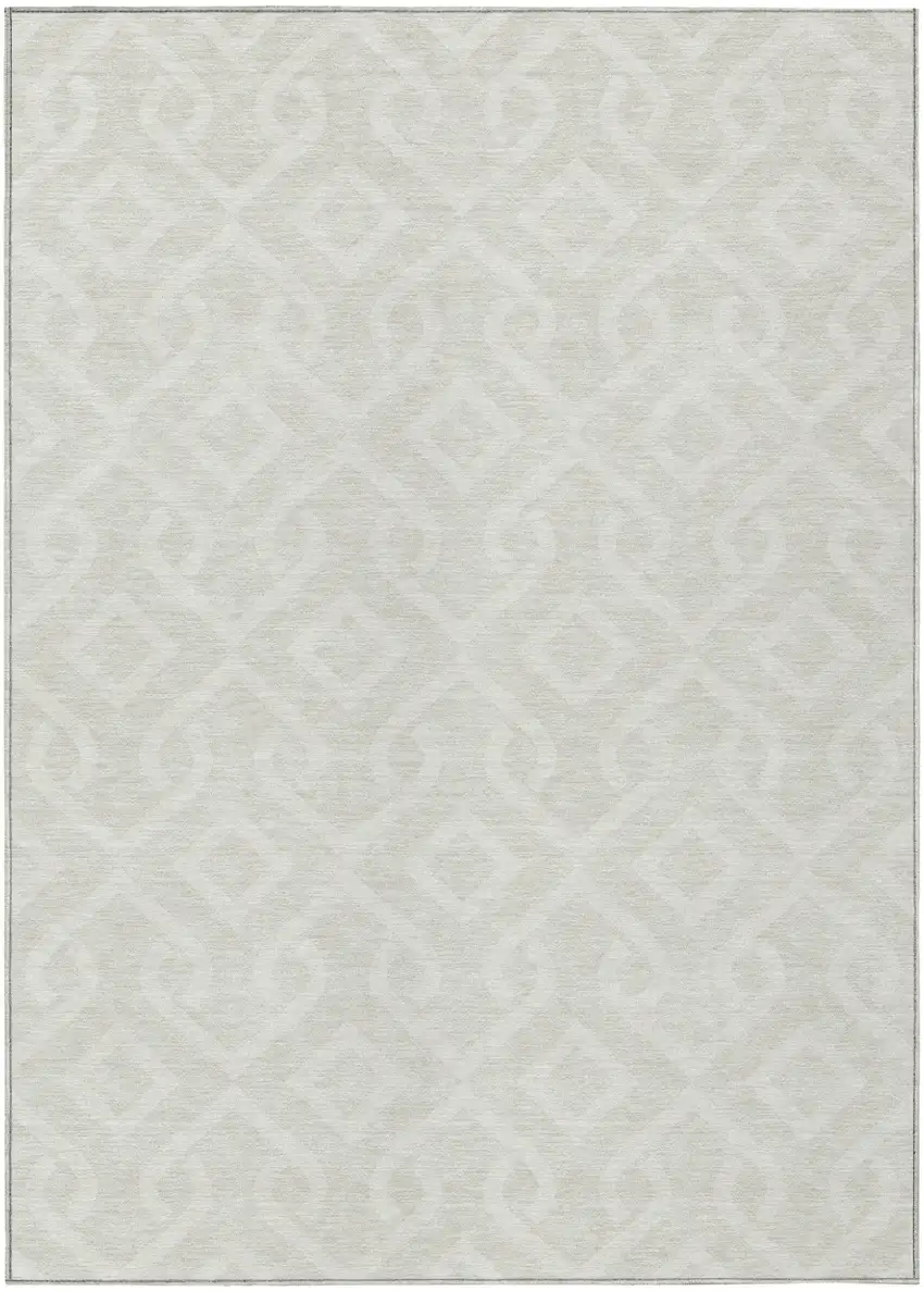 Ivory And Light Gray Geometric Washable Indoor Outdoor Area Rug Photo 2