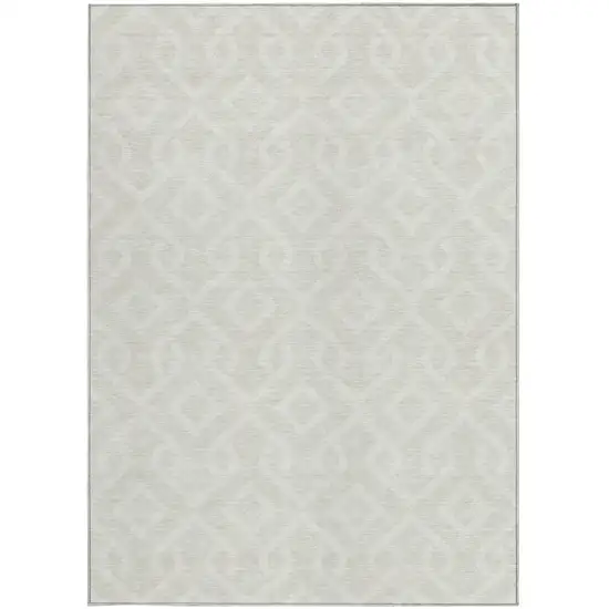 Ivory And Light Gray Geometric Washable Indoor Outdoor Area Rug Photo 5