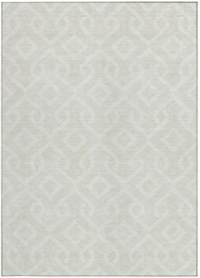 Ivory And Light Gray Geometric Washable Indoor Outdoor Area Rug Photo 5