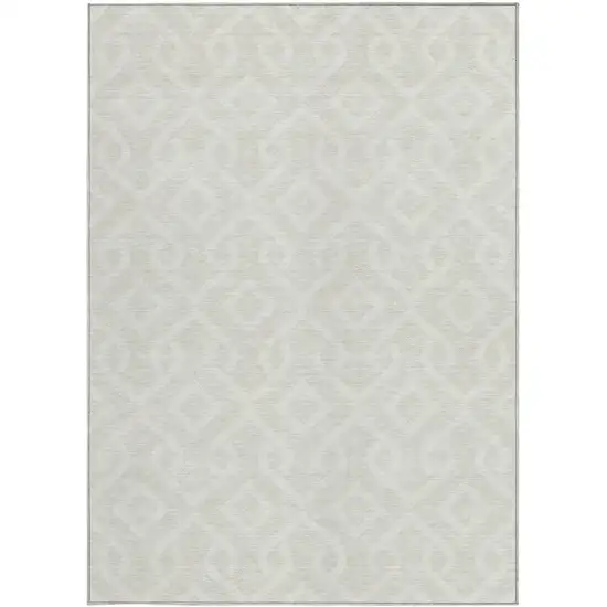 Ivory And Light Gray Geometric Washable Indoor Outdoor Area Rug Photo 5
