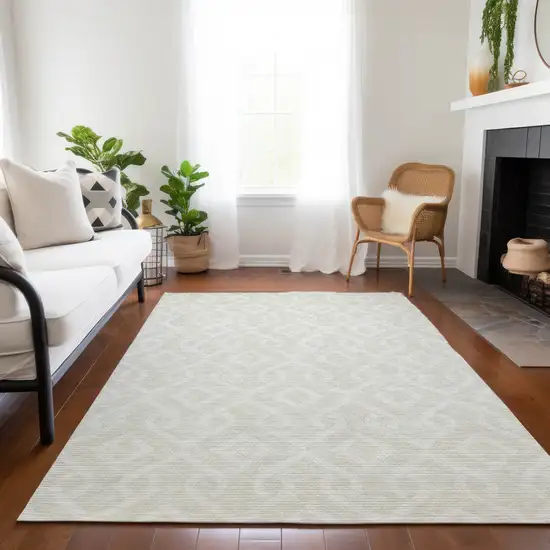 Ivory And Light Gray Geometric Washable Indoor Outdoor Area Rug Photo 7
