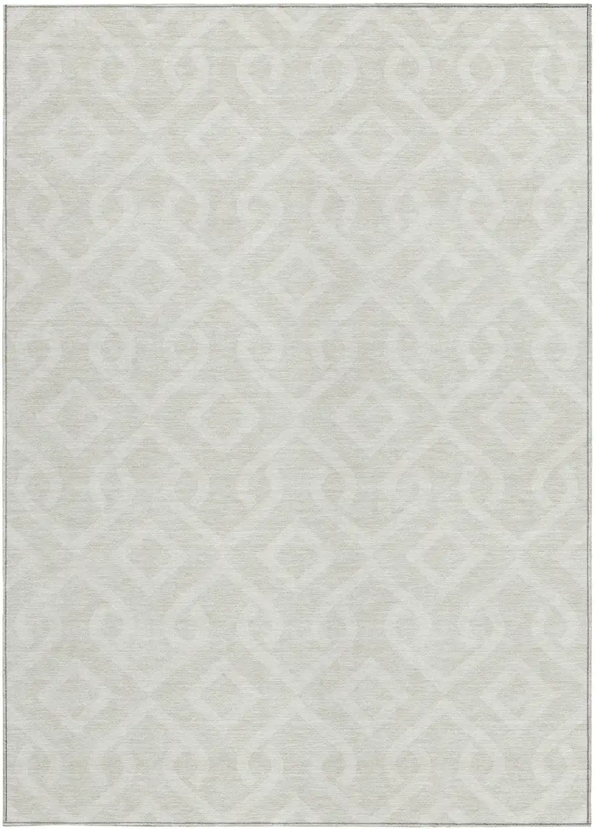 Ivory And Light Gray Geometric Washable Indoor Outdoor Area Rug Photo 5