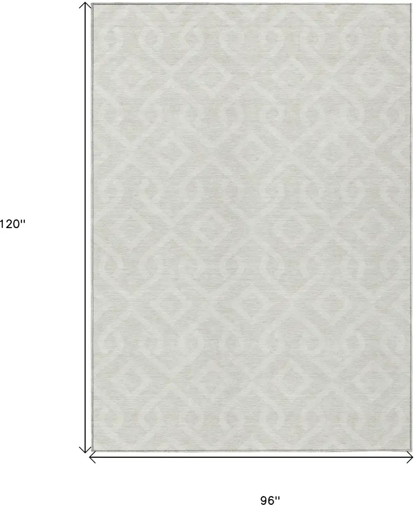 Ivory And Light Gray Geometric Washable Indoor Outdoor Area Rug Photo 3