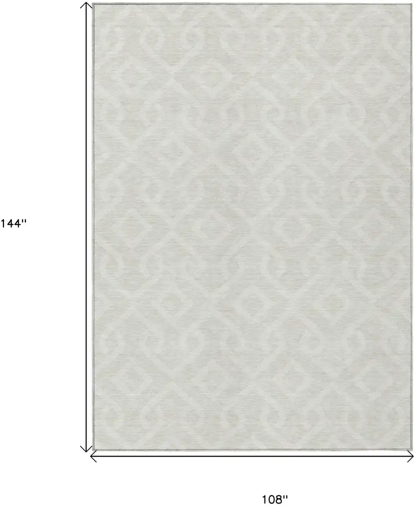 Ivory And Light Gray Geometric Washable Indoor Outdoor Area Rug Photo 3