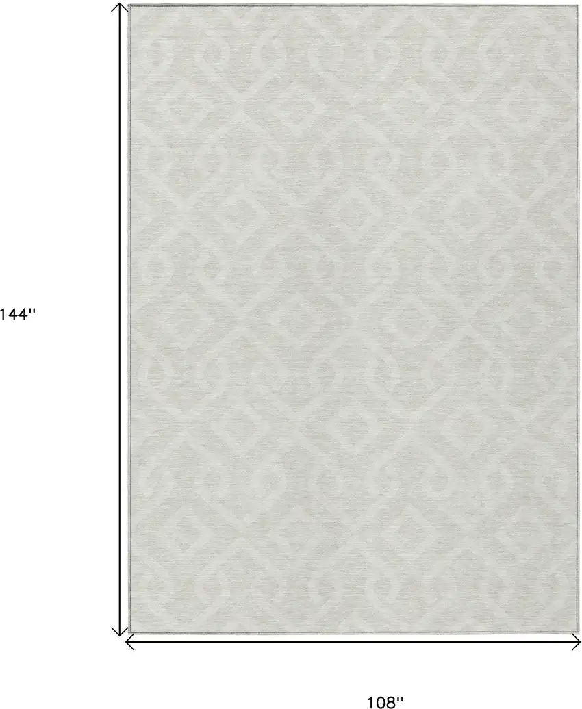 Ivory And Light Gray Geometric Washable Indoor Outdoor Area Rug Photo 3