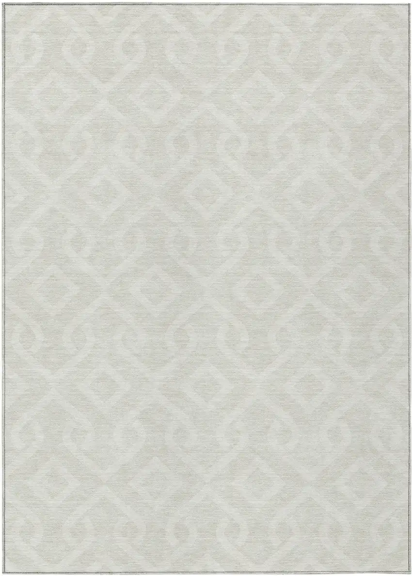 Ivory And Light Gray Geometric Washable Indoor Outdoor Area Rug Photo 2