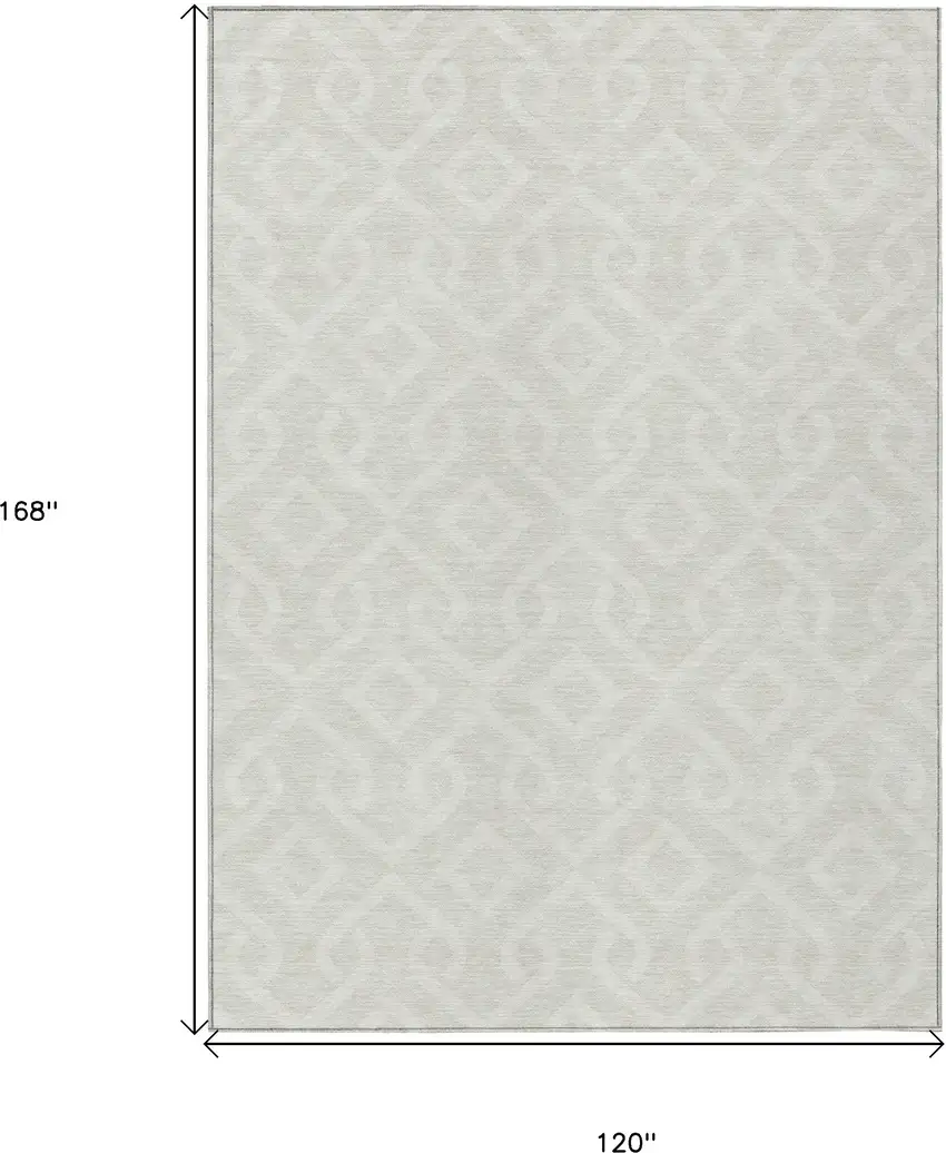 Ivory And Light Gray Geometric Washable Indoor Outdoor Area Rug Photo 3