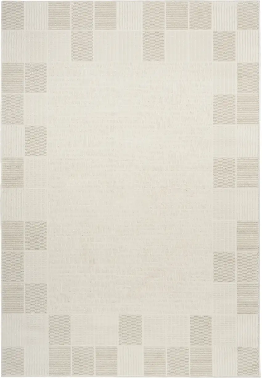 Ivory And Light Taupe Geometric Area Rug Photo 2