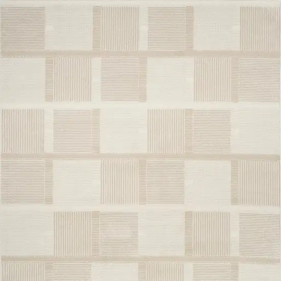Ivory And Light Taupe Geometric Area Rug Photo 3