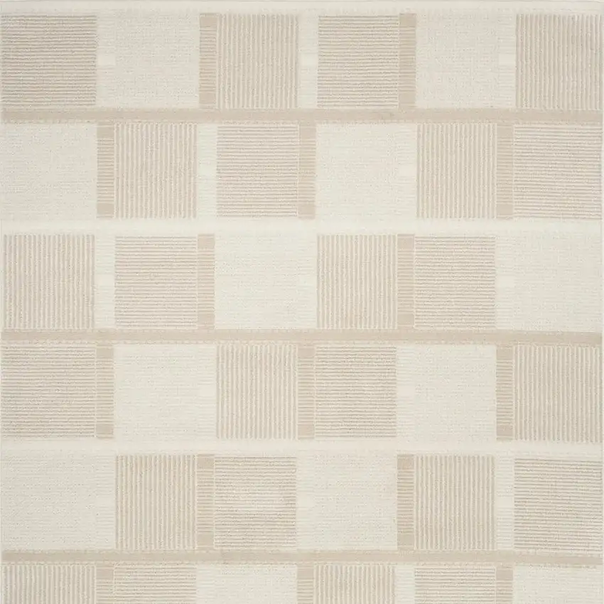 Ivory And Light Taupe Geometric Area Rug Photo 3