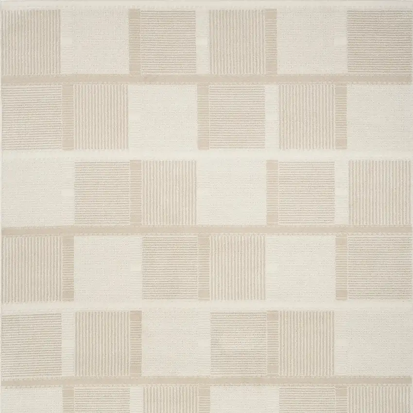 Ivory And Light Taupe Geometric Area Rug Photo 7