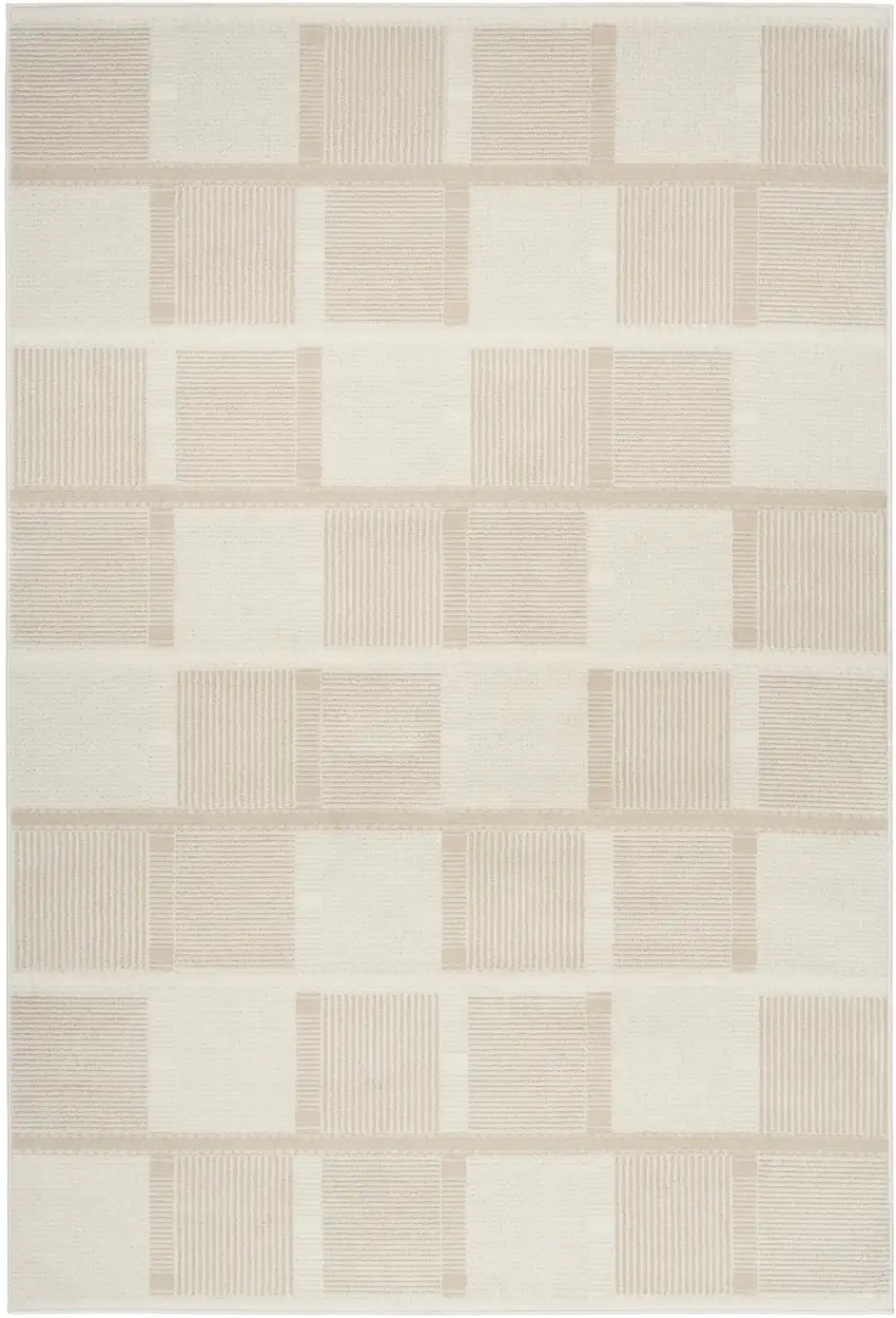 Ivory And Light Taupe Geometric Area Rug Photo 2