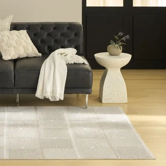Ivory And Light Taupe Geometric Area Rug Photo 4