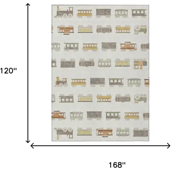 Ivory And Linen Abstract Washable Indoor Outdoor Area Rug Photo 6