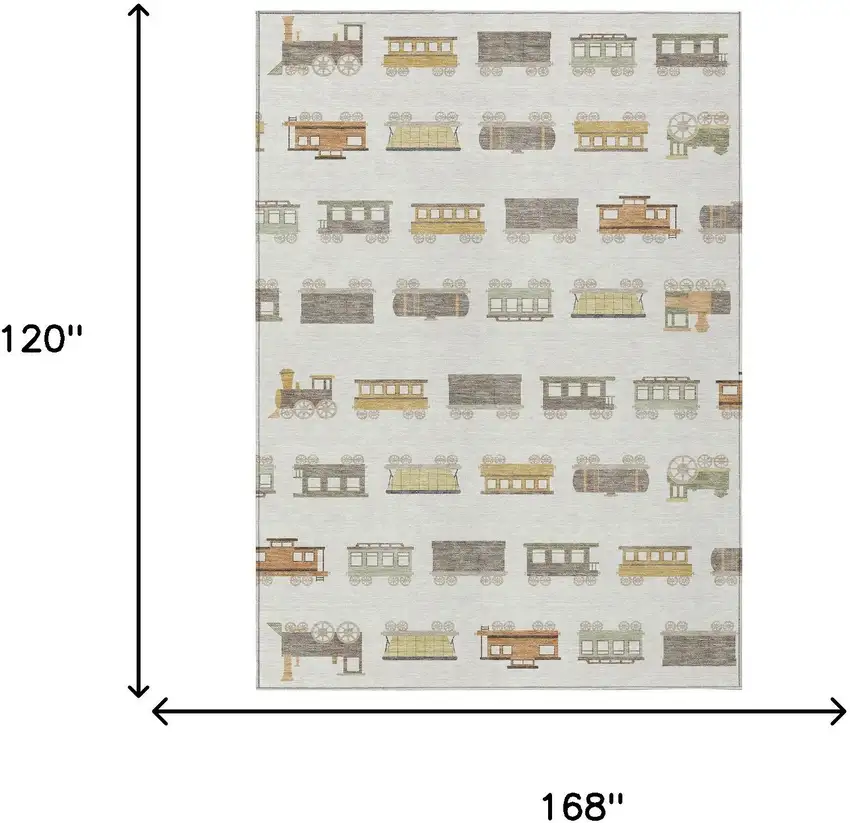 Ivory And Linen Abstract Washable Indoor Outdoor Area Rug Photo 6