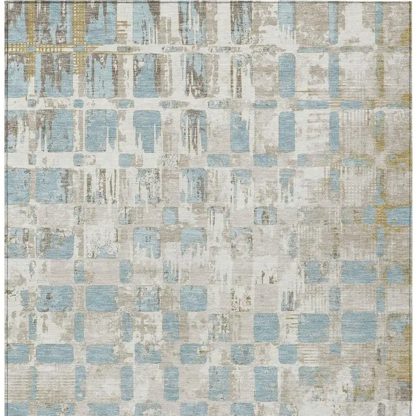 Ivory And Linen Abstract Washable Indoor Outdoor Area Rug Photo 3