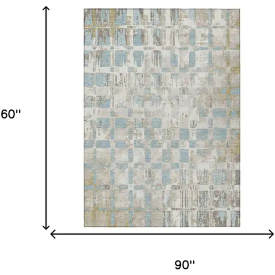 Ivory And Linen Abstract Washable Indoor Outdoor Area Rug Photo 6