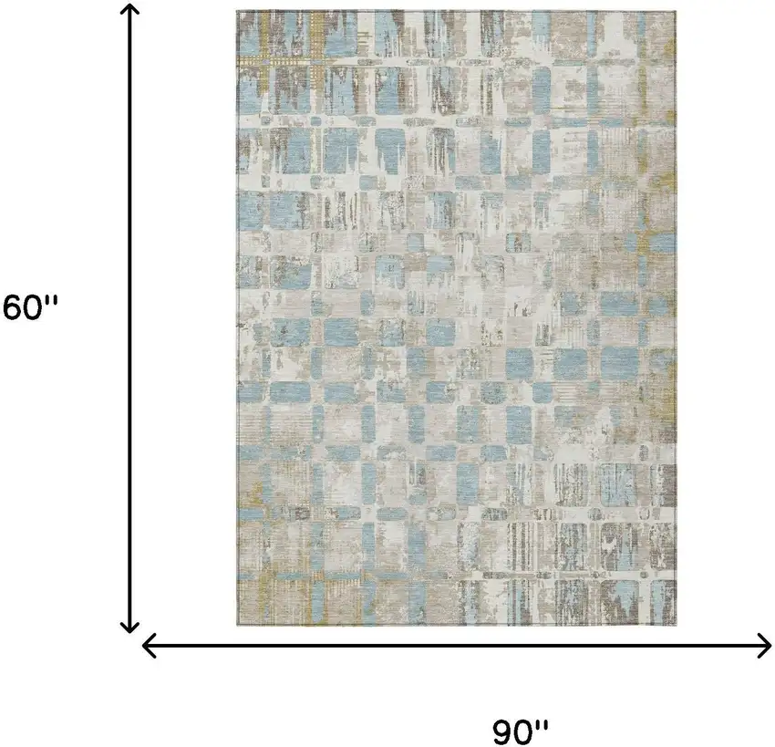 Ivory And Linen Abstract Washable Indoor Outdoor Area Rug Photo 6