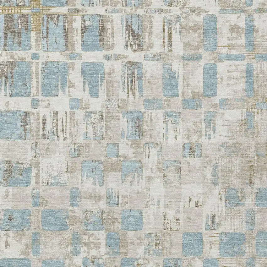 Ivory And Linen Abstract Washable Indoor Outdoor Area Rug Photo 2