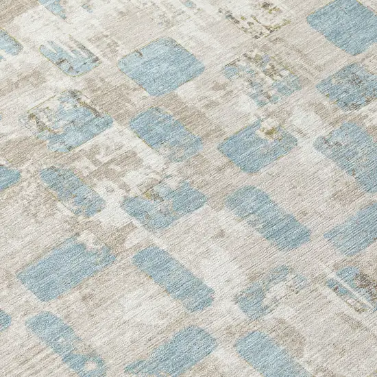 Ivory And Linen Abstract Washable Indoor Outdoor Area Rug Photo 5