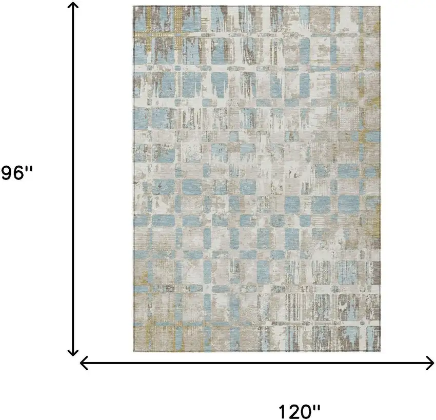 Ivory And Linen Abstract Washable Indoor Outdoor Area Rug Photo 6