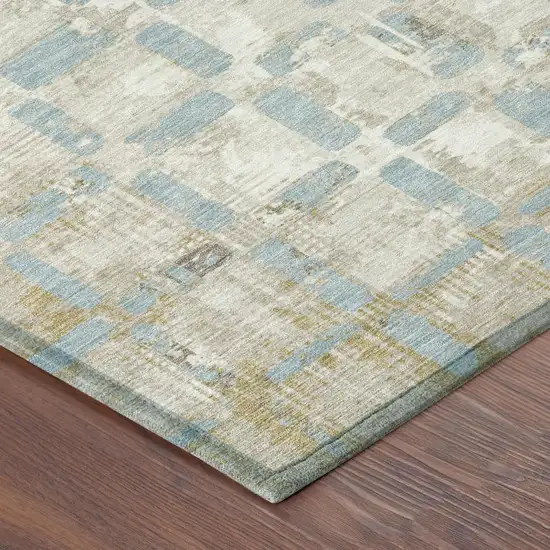 Ivory And Linen Abstract Washable Indoor Outdoor Area Rug Photo 4