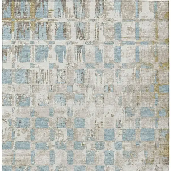 Ivory And Linen Abstract Washable Indoor Outdoor Area Rug Photo 1