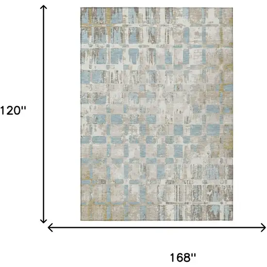 Ivory And Linen Abstract Washable Indoor Outdoor Area Rug Photo 5